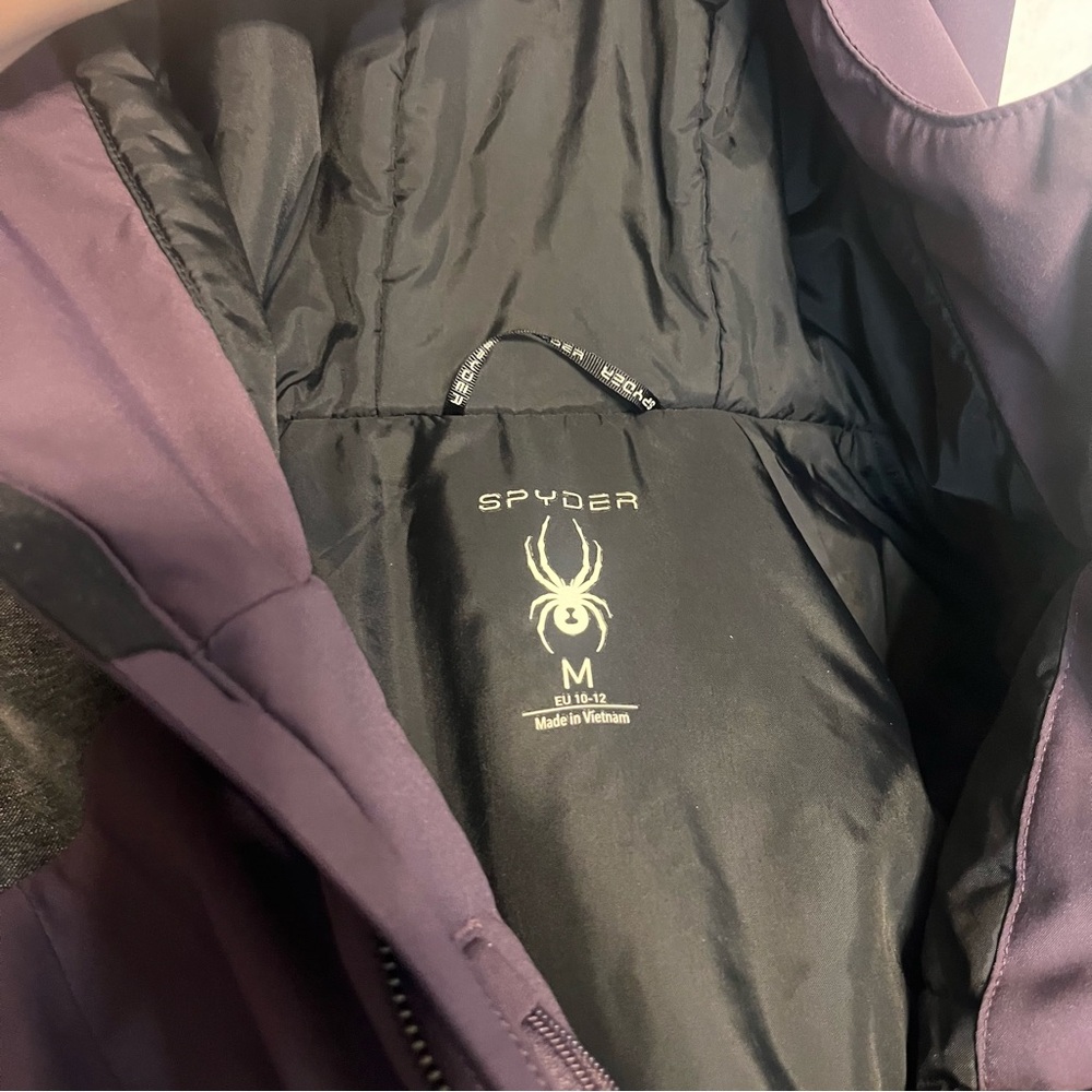 Spyder Women's Plum and Charcoal Hooded Ski Jacket - Picture 3 of 5